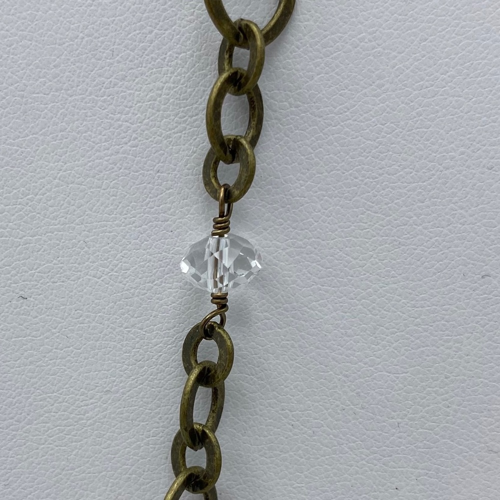 Smug Beauty Antiqued Gold Tone Rhinestone Necklace - Picture 5 of 13